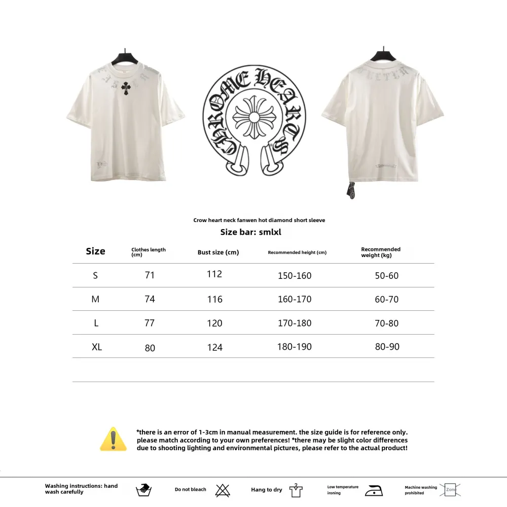  Chrome Hearts Neckline Sanskrit Hot Diamond T-Shirts White