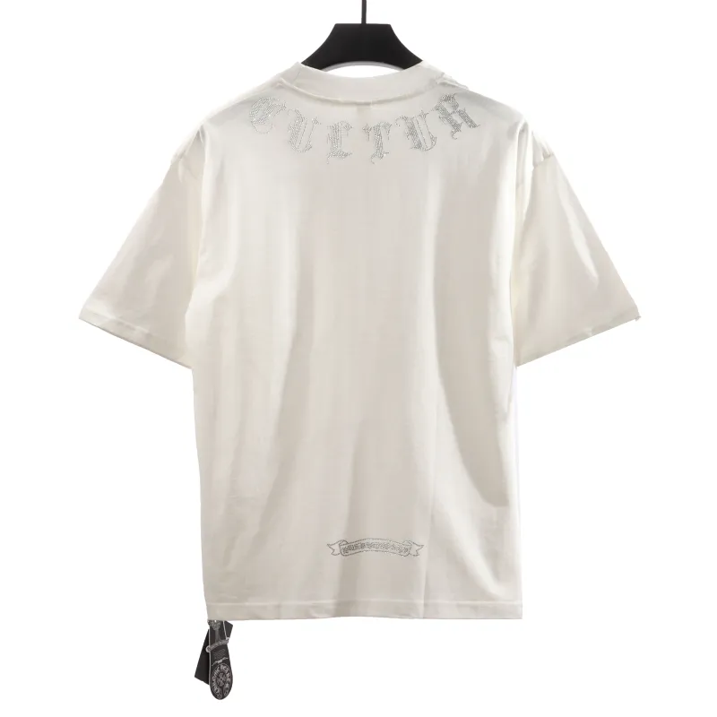  Chrome Hearts Neckline Sanskrit Hot Diamond T-Shirts White