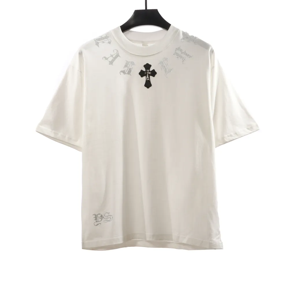  Chrome Hearts Neckline Sanskrit Hot Diamond T-Shirts White