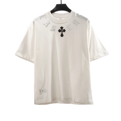 Chrome Hearts Neckline Sanskrit Hot Diamond T-Shirts White 01