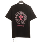  Chrome Hearts pink leather horseshoe T-Shirts black