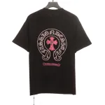  Chrome Hearts pink leather horseshoe T-Shirts black
