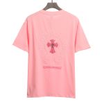  Chrome Hearts pink leather horseshoe T-Shirts pink