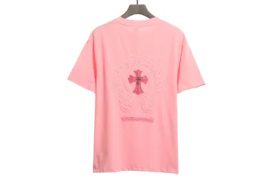 Chrome Hearts pink leather horseshoe T-Shirts pink 02