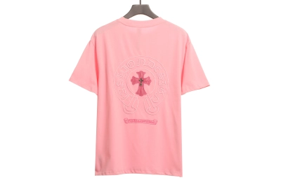 Chrome Hearts pink leather horseshoe T-Shirts pink 02