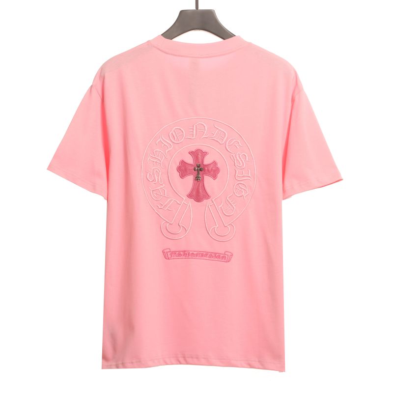  Chrome Hearts pink leather horseshoe T-Shirts pink