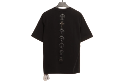 Chrome Hearts Riveted Leather Cross T-Shirts Black 02