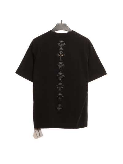 Chrome Hearts Riveted Leather Cross T-Shirts Black 02