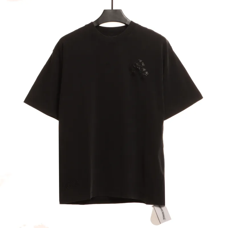  Chrome Hearts Riveted Leather Cross T-Shirts Black