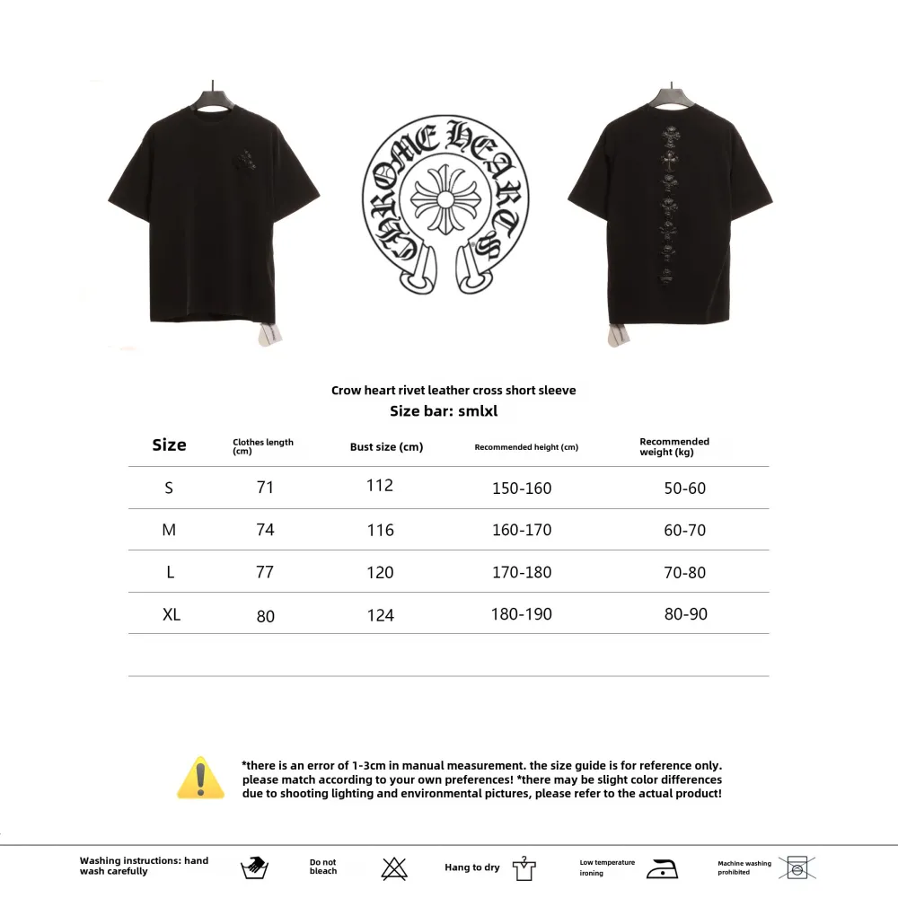  Chrome Hearts Riveted Leather Cross T-Shirts Black