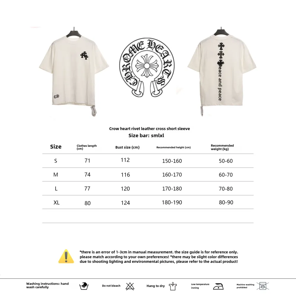  Chrome Hearts Riveted Leather Cross T-Shirts White
