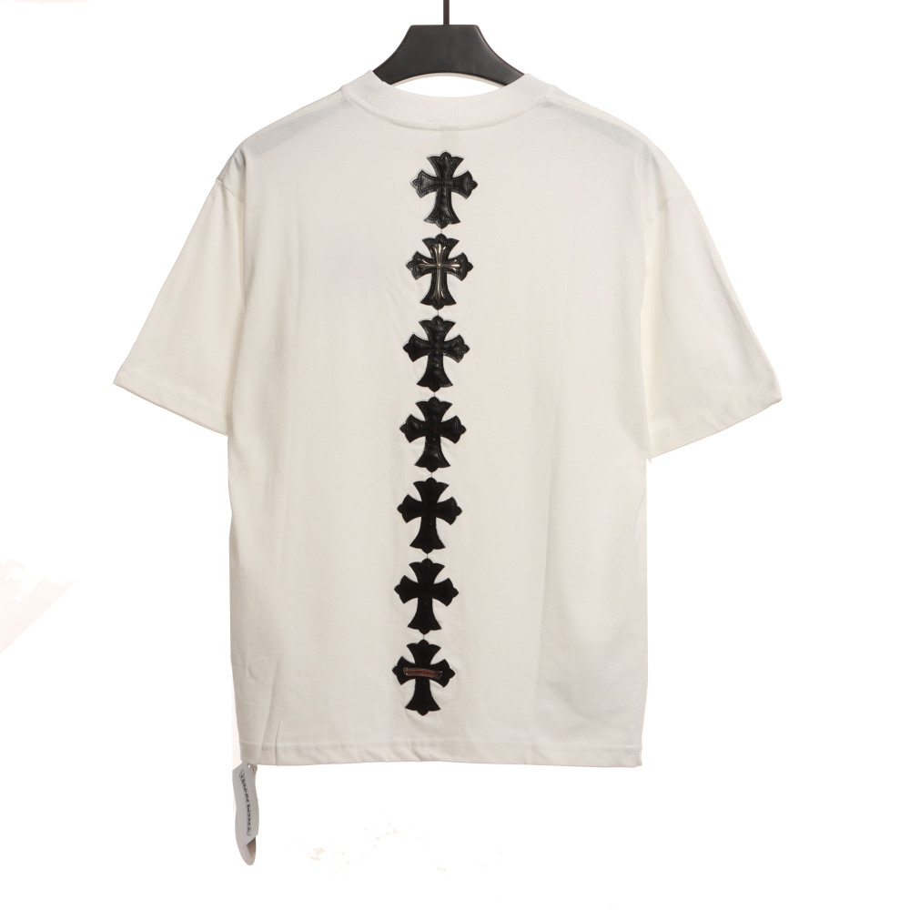 Chrome Hearts Riveted Leather Cross T-Shirts White