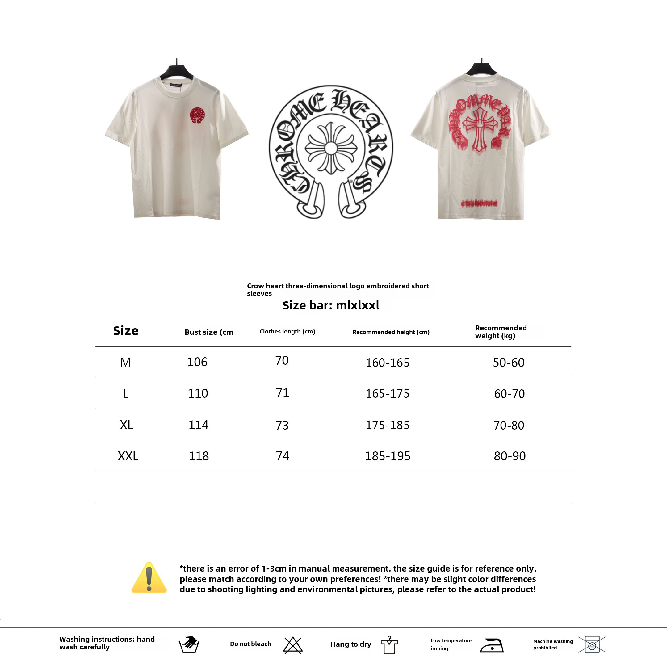 Chrome Hearts Three-Dimensional LOGO Embroidered T-Shirts White