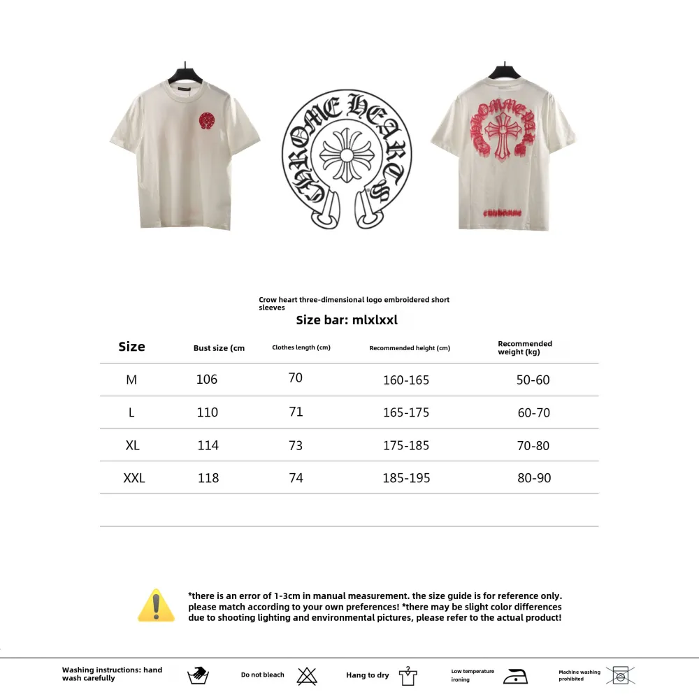  Chrome Hearts Three-Dimensional LOGO Embroidered T-Shirts White