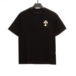 Chrome Hearts White and Black Leather Small Iron Logo T-Shirts Black