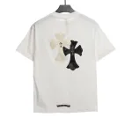  Chrome Hearts White and Black Leather Small Iron Logo T-Shirts White
