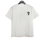  Chrome Hearts White and Black Leather Small Iron Logo T-Shirts White