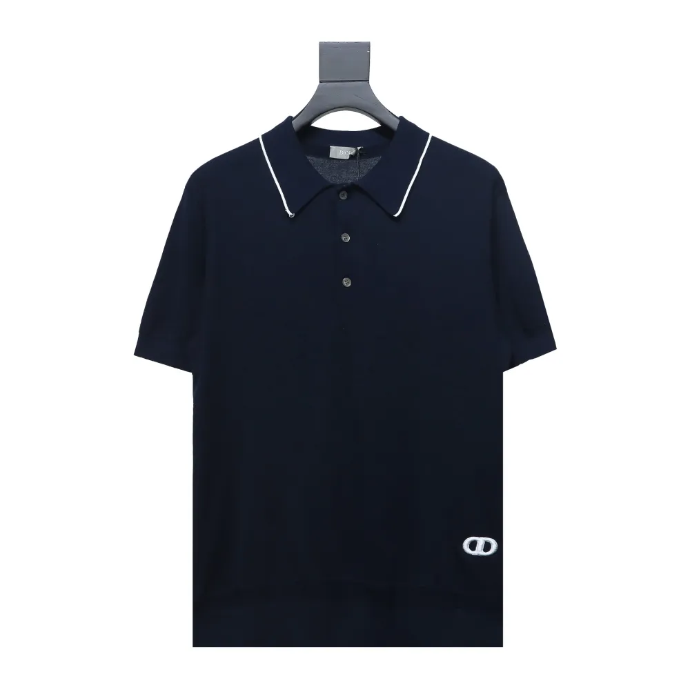 Dior 24ss Embroidered small logo knitted Polo T-Shirts
