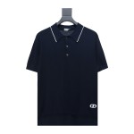 Dior 24ss Embroidered small logo knitted Polo T-Shirts