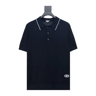 Dior 24ss Embroidered small logo knitted Polo T-Shirts 01