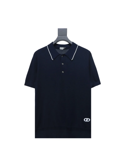 Dior 24ss Embroidered small logo knitted Polo T-Shirts 01