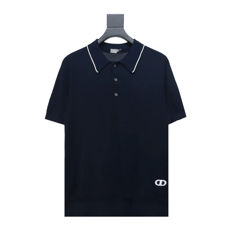 Dior 24ss Embroidered small logo knitted Polo T-Shirts