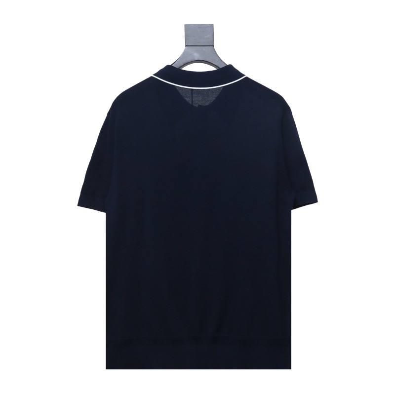 Dior 24ss Embroidered small logo knitted Polo T-Shirts