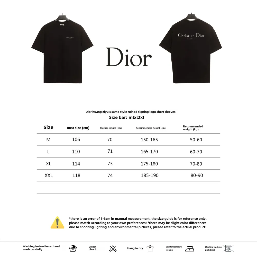 Dior CD embroidered collar letter T-Shirts black