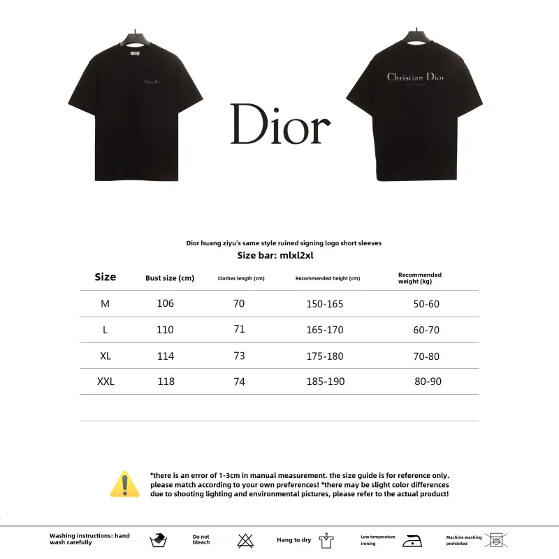 Dior CD embroidered collar letter T-Shirts black