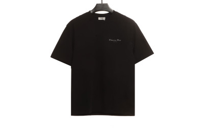 Dior CD embroidered collar letter T-Shirts black 02