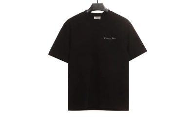 Dior CD embroidered collar letter T-Shirts black 02
