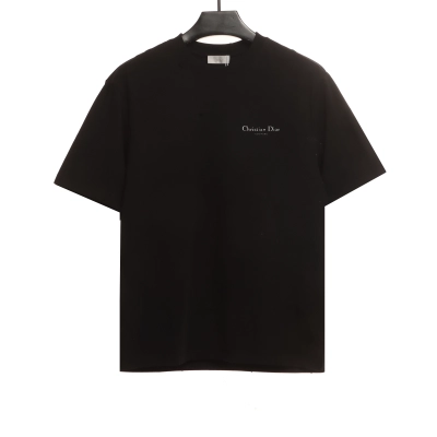 Dior CD embroidered collar letter T-Shirts black 02
