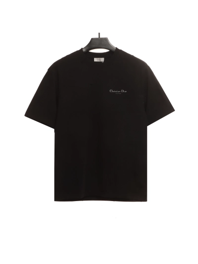Dior CD embroidered collar letter T-Shirts black 02