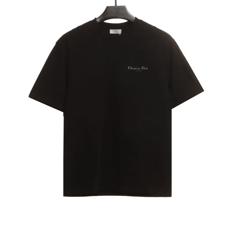 Dior CD embroidered collar letter T-Shirts black
