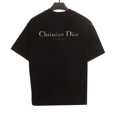 Dior CD embroidered collar letter T-Shirts black 01