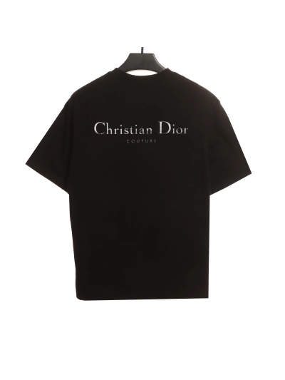 Dior CD embroidered collar letter T-Shirts black 01