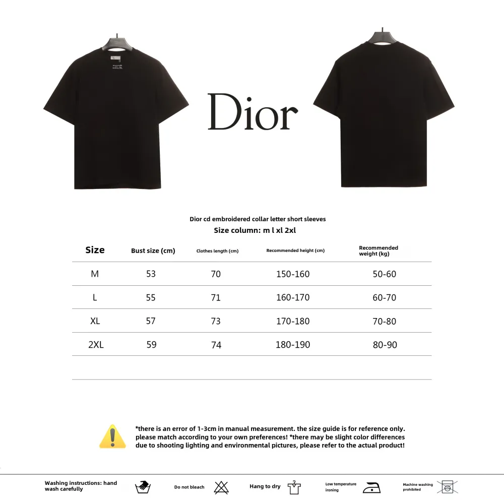 Dior CD embroidered collar letter T-Shirts white