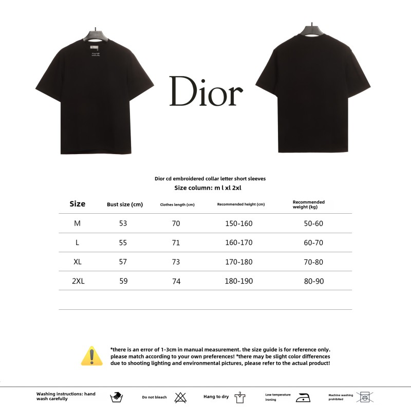 Dior CD embroidered collar letter T-Shirts white