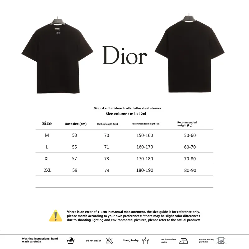 Dior CD embroidered collar letter T-Shirts white
