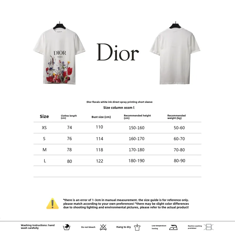 Dior floral white ink direct print T-Shirts white