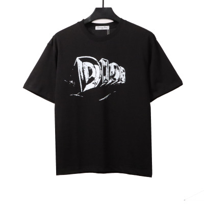  Dior hand-painted three-dimensional letter T-Shirts black 01