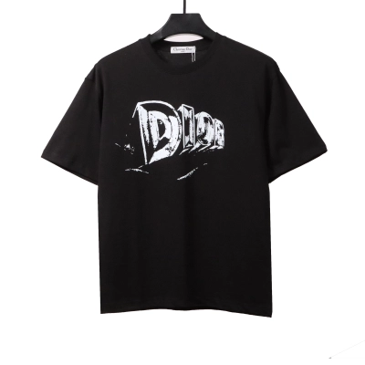 Dior hand-painted three-dimensional letter T-Shirts black 01
