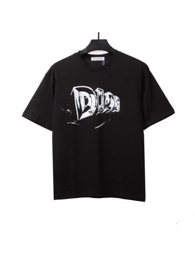 Dior hand-painted three-dimensional letter T-Shirts black 01