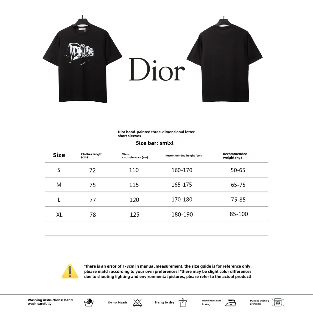 Dior hand-painted three-dimensional letter T-Shirts black