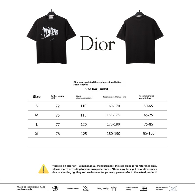 Dior hand-painted three-dimensional letter T-Shirts black