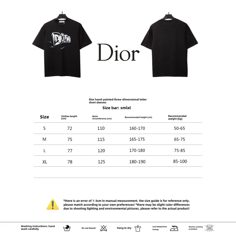 Dior hand-painted three-dimensional letter T-Shirts black