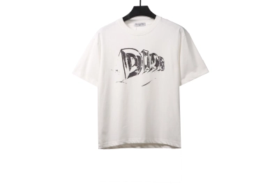 Dior hand-painted three-dimensional letter T-Shirts white 01