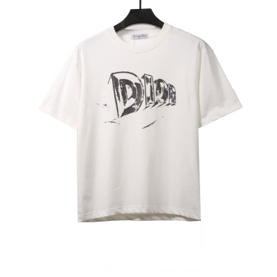  Dior hand-painted three-dimensional letter T-Shirts white 01