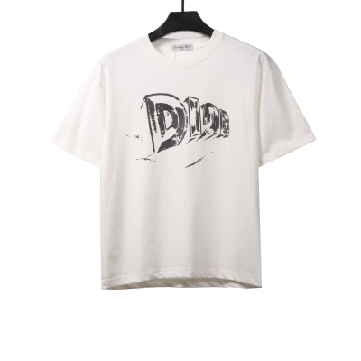 Dior hand-painted three-dimensional letter T-Shirts white 01