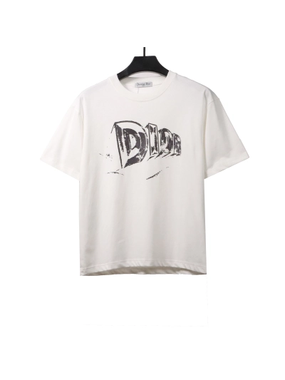 Dior hand-painted three-dimensional letter T-Shirts white 01